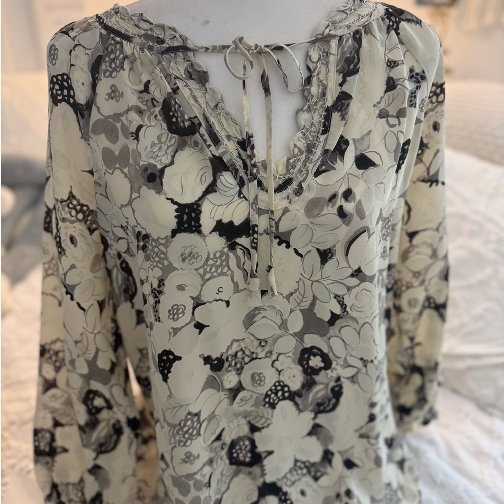 Rebecca Taylor Monochrome Floral Blouse